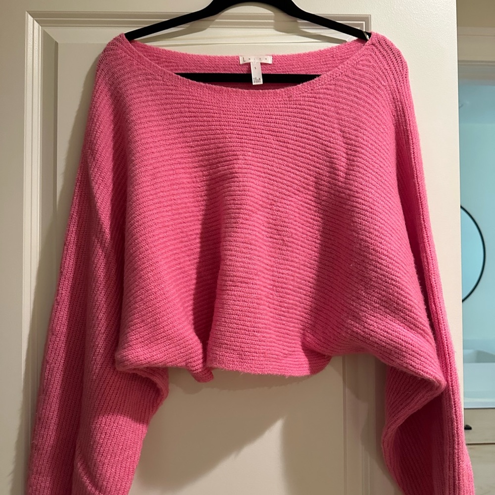 Leith hot pink cropped sweater